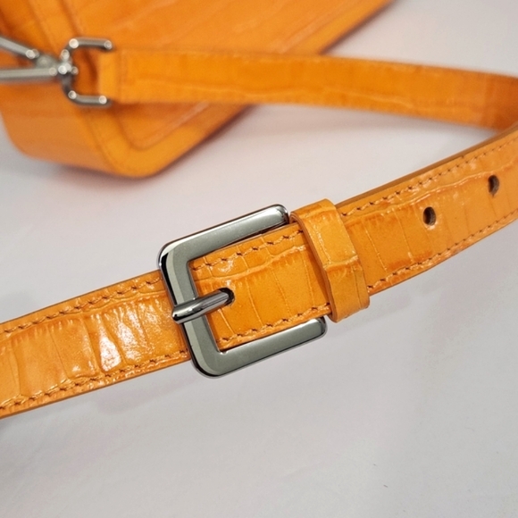 MARCELL VON BERLIN MAXI CROSSBODY BAG ORANGE CROC CROC EMBOSSED GLOSSY LEATHER - Picture 7 of 11